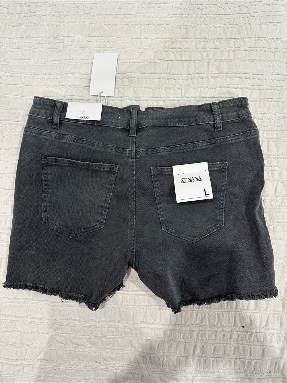 Black Frayed Hem Women's Denim Shorts - Picture 2 of 2